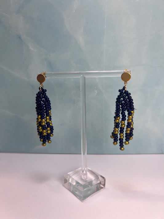 Blue and gold beaded